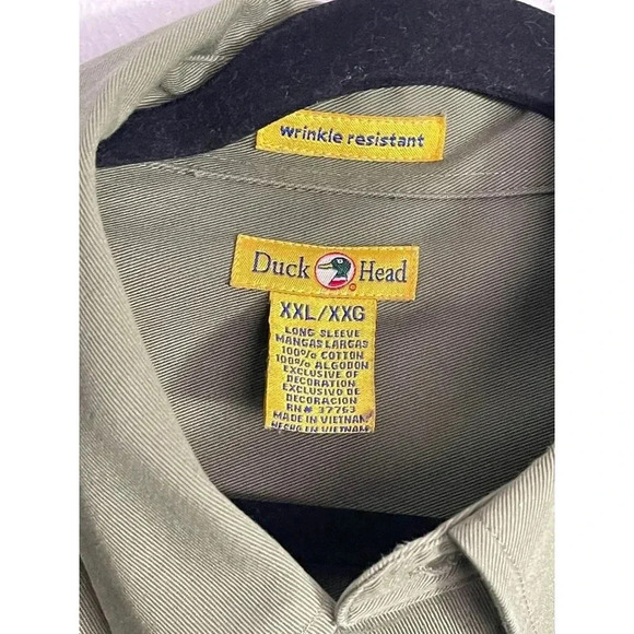 Duck Head Mens Long Sleeve Wrinkle Resistant Button Down Shirt Green Sz XXL/XXG - Picture 5 of 6